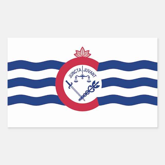 Sticker Rectangulaire Collier rectangle avec Drapeau de Cincinnati, U.S. (Devant)