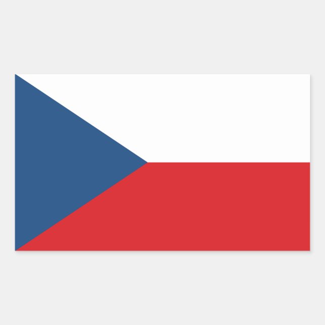 Sticker Rectangulaire Collier rectangle avec Drapeau de Czechia (Devant)