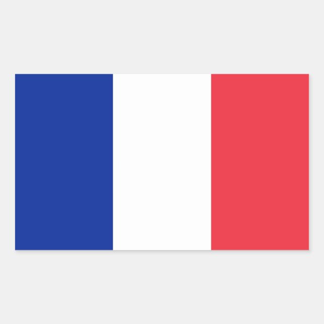 Sticker Rectangulaire Collier rectangle avec Drapeau de France (Devant)