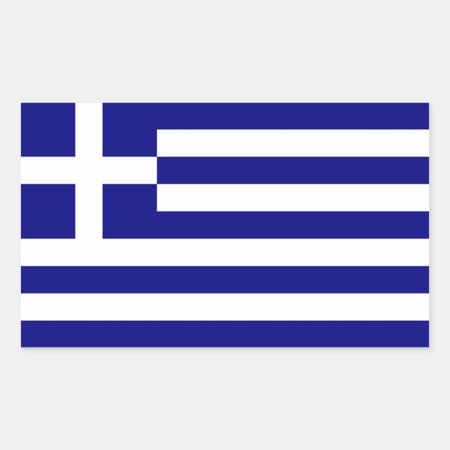 Sticker Rectangulaire Collier rectangle avec Drapeau de Grèce (Devant)