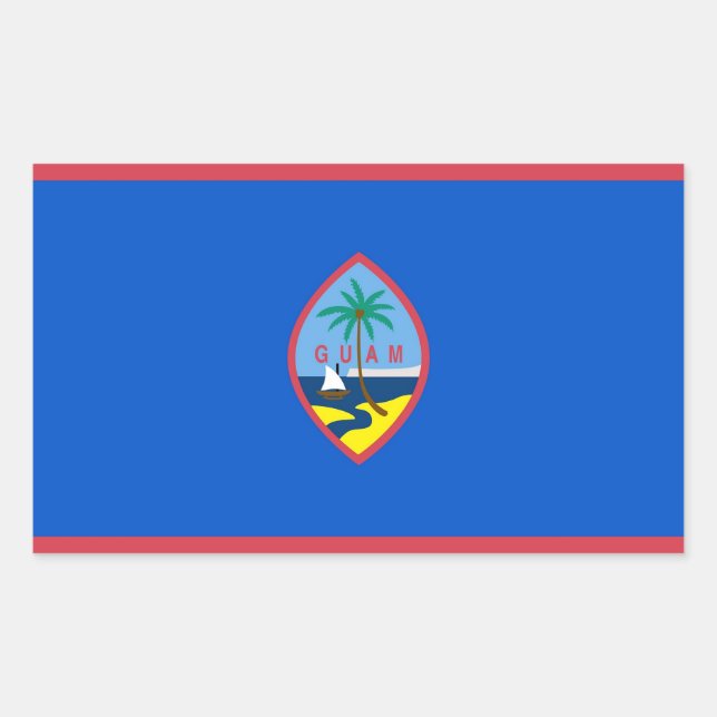 Sticker Rectangulaire Collier rectangle avec Drapeau de Guam, États-Unis (Devant)