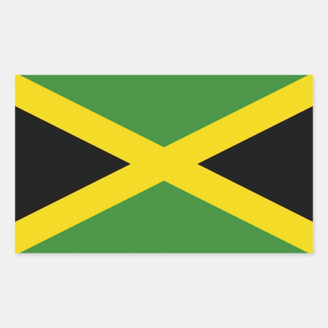 Sticker Rectangulaire Collier rectangle avec Drapeau de Jamaïque (Devant)