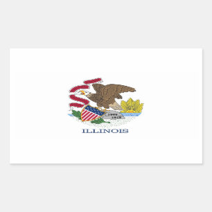 Sticker Rectangulaire Collier rectangle avec Drapeau de l'Illinois, État