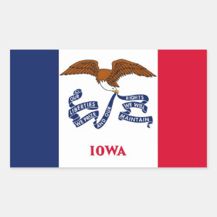 Sticker Rectangulaire Collier rectangle avec Drapeau de l'Iowa, États-Un