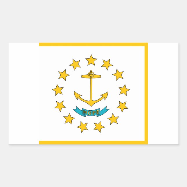 Sticker Rectangulaire Collier rectangle avec Drapeau de Rhode Island (Devant)