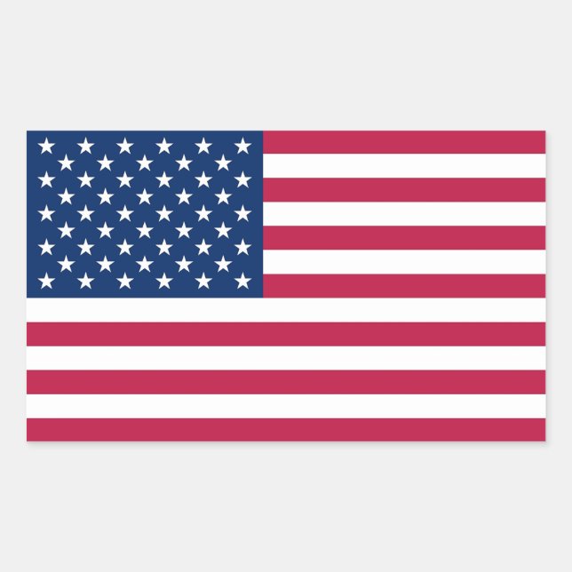 Sticker Rectangulaire Collier rectangle avec Drapeau des États-Unis. (Devant)