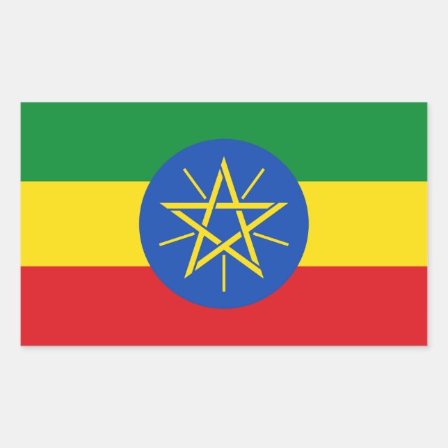 Sticker Rectangulaire Collier rectangle avec Drapeau d'Ethiopie (Devant)