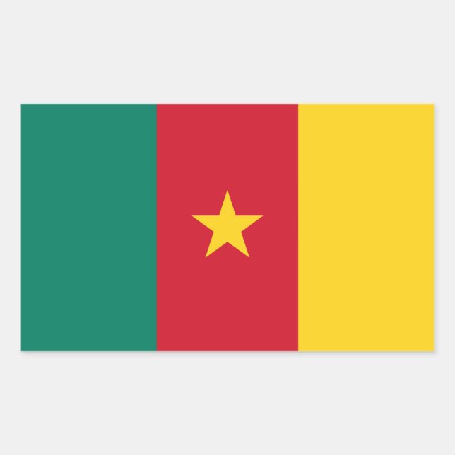 Sticker Rectangulaire Collier rectangle avec Drapeau du Cameroun (Devant)