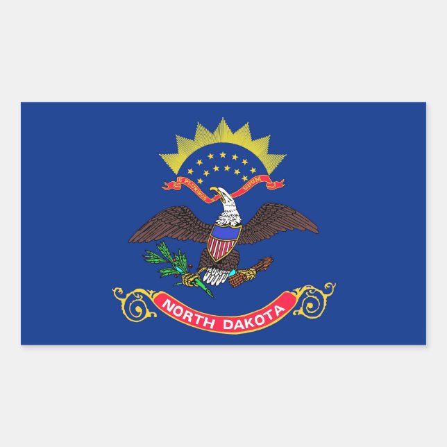 Sticker Rectangulaire Collier rectangle avec Drapeau du Dakota du Nord (Devant)