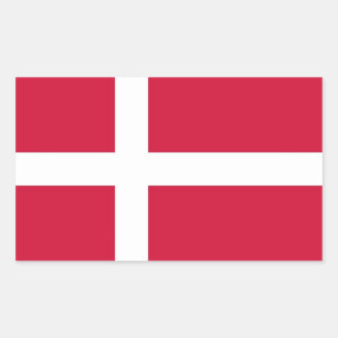 Sticker Rectangulaire Collier rectangle avec drapeau du Danemark