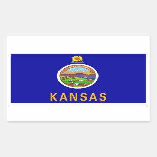 Sticker Rectangulaire Collier rectangle avec Drapeau du Kansas, U.S.A.