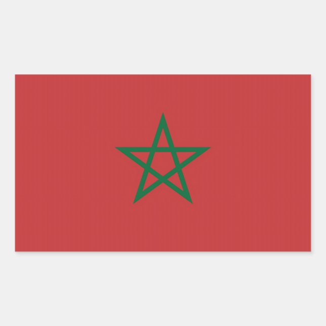 Sticker Rectangulaire Collier rectangle avec Drapeau du Maroc (Devant)