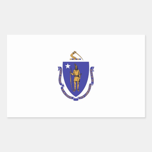 Sticker Rectangulaire Collier rectangle avec Drapeau du Massachusetts (Devant)