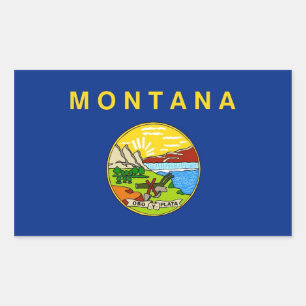 Sticker Rectangulaire Collier rectangle avec Drapeau du Montana, U.S.A.