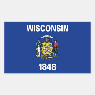 Sticker Rectangulaire Collier rectangle avec Drapeau du Wisconsin