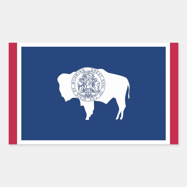 Sticker Rectangulaire Collier rectangle avec Drapeau du Wyoming (Devant)