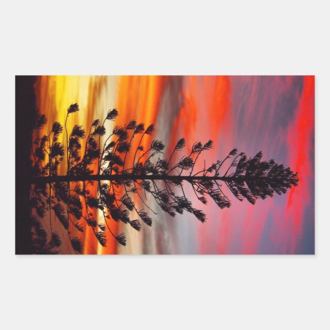 Sticker Rectangulaire Collier silhouette du coucher de soleil Emu Park (Devant)