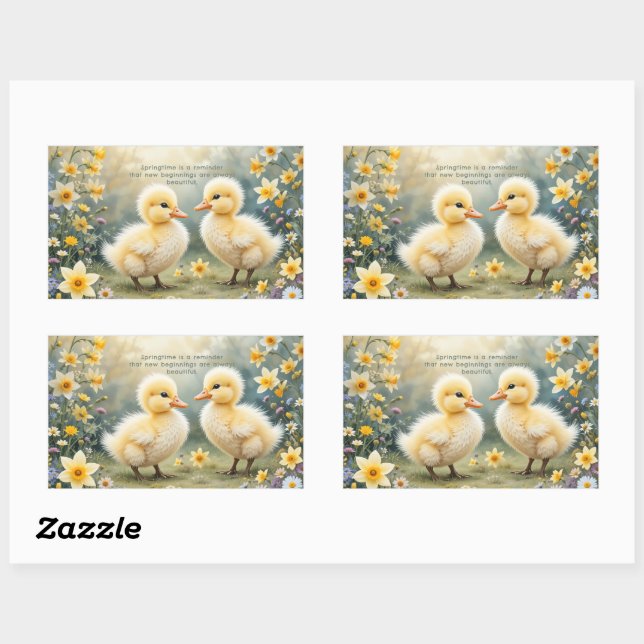 Sticker Rectangulaire Colliers adorables en jonquilles de printemps (Feuille)