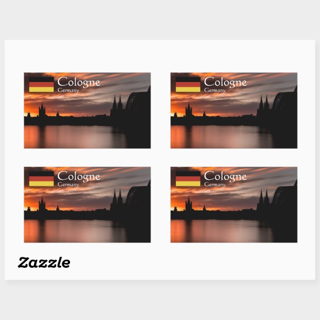 Sticker Rectangulaire Cologne Allemagne (Feuille)
