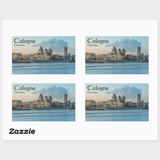 Sticker Rectangulaire Cologne Allemagne (Feuille)
