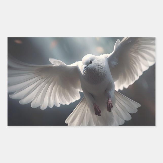 Sticker Rectangulaire Colombe de la paix blanche volant (Devant)
