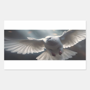Sticker Rectangulaire Colombe de la paix blanche volant