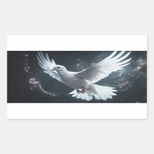 Sticker Rectangulaire Colombes de Paix Blanches Lumières Scintillantes