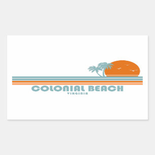 Sticker Rectangulaire Colonial Beach Virginia Sun Palm Trees