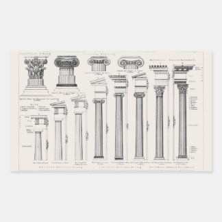 Sticker Rectangulaire Colonnes romaines antiques Dessin architectural