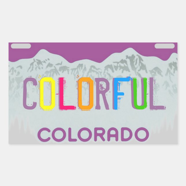 Sticker Rectangulaire Colorado coloré violet plaque d'immatriculation au (Devant)