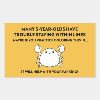 Sticker Rectangulaire Coloration Crabe Aide avec Parking Mauvais Parking