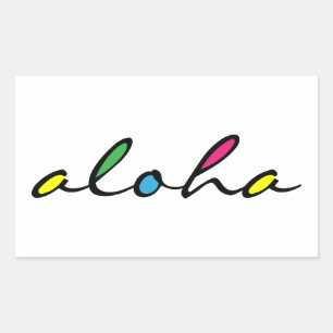 Sticker Rectangulaire coloré ALOHA