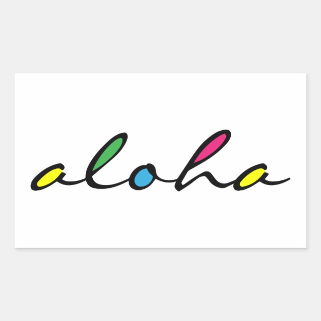 Sticker Rectangulaire coloré ALOHA (Devant)