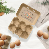 Coloré Folk Poulets Floral Oeuf Carton