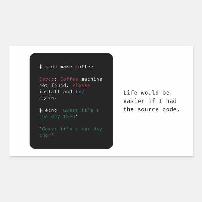 Sticker Rectangulaire Commande Geeky Computer (Devant)