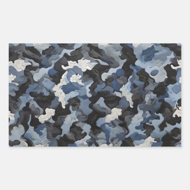 Sticker Rectangulaire comouflage bleu gris (Devant)