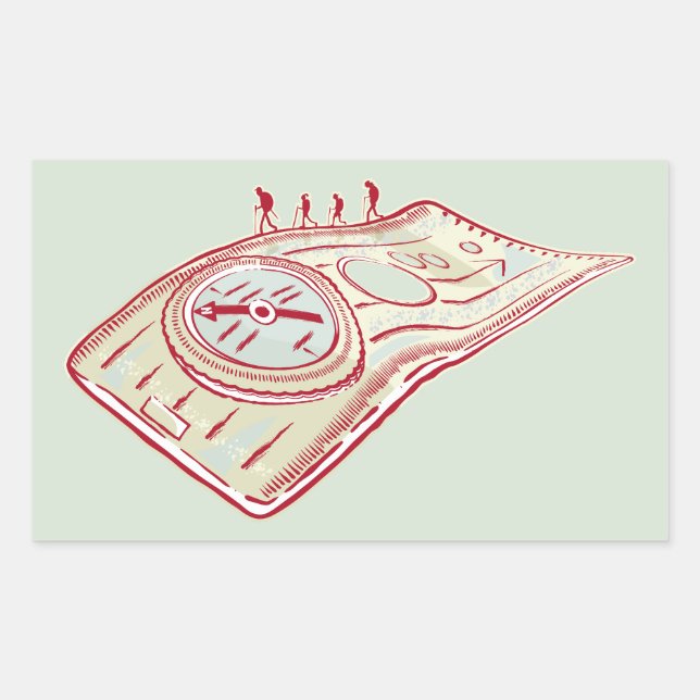 Sticker Rectangulaire Compas randonnée (Devant)