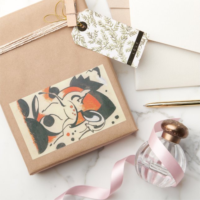 Sticker Rectangulaire Composition aux deux cerfs de Franz Marc (Cadeaux)