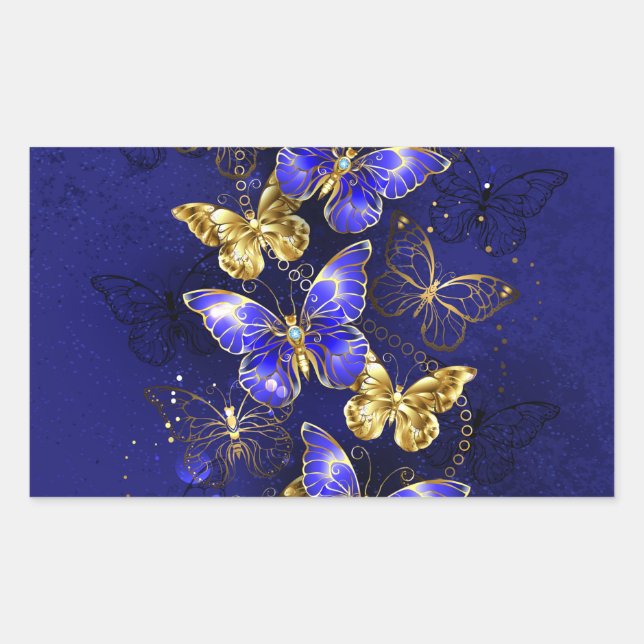 Sticker Rectangulaire Composition avec papillons Sapphire (Devant)