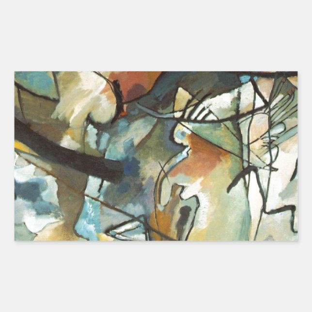 Sticker Rectangulaire Composition Kandinsky V Peinture Abstraite (Devant)