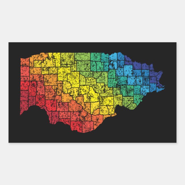 Sticker Rectangulaire comtés de couleur de l'illinois (Devant)