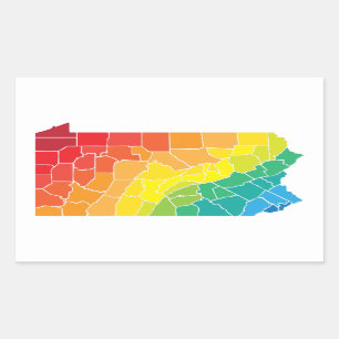 Sticker Rectangulaire comtés de couleur de pennsylvanie