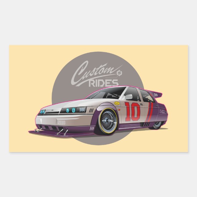 Sticker Rectangulaire Concept de voiture de course de personnage (Devant)