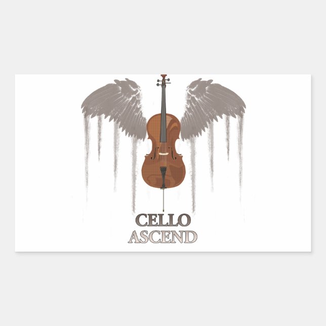 Sticker Rectangulaire Conception Ascend Cello ailé (Devant)