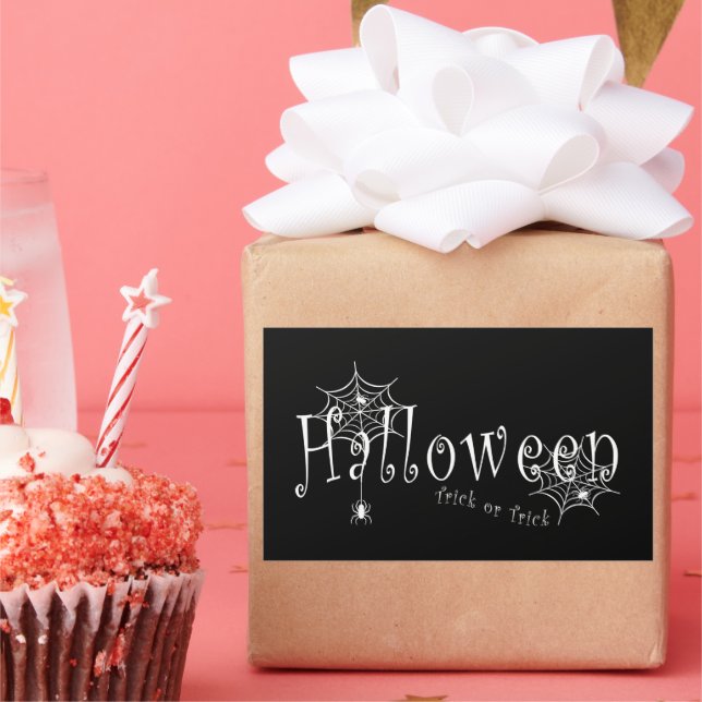 Sticker Rectangulaire Conception d'araignée d'Halloween farce ou attrape (Fête)