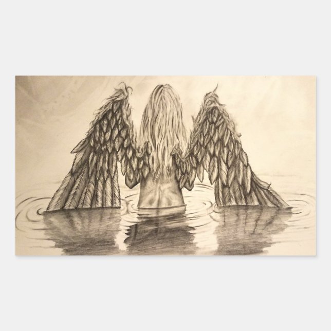 Sticker Rectangulaire Conception de dessin Perdu Little Angel (Devant)