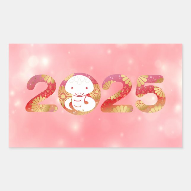 Sticker Rectangulaire Conception de la fête du Nouvel An chinois 2025 (Devant)