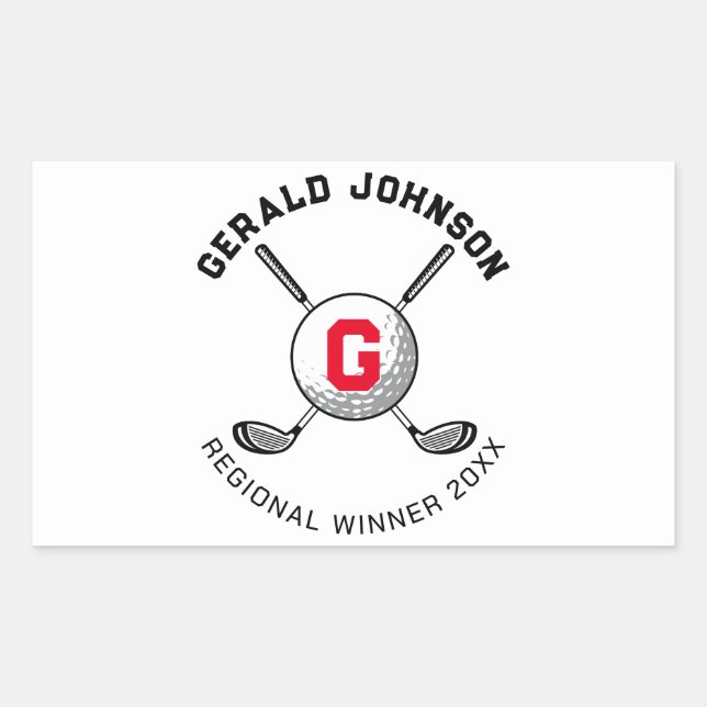 Sticker Rectangulaire Conception de monogramme de golf élégant personnal (Devant)