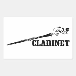 Sticker Rectangulaire Conception de remous de vecteur de clarinette