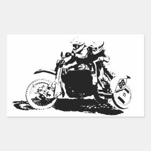 Sticker Rectangulaire Conception de sidecarcross simple